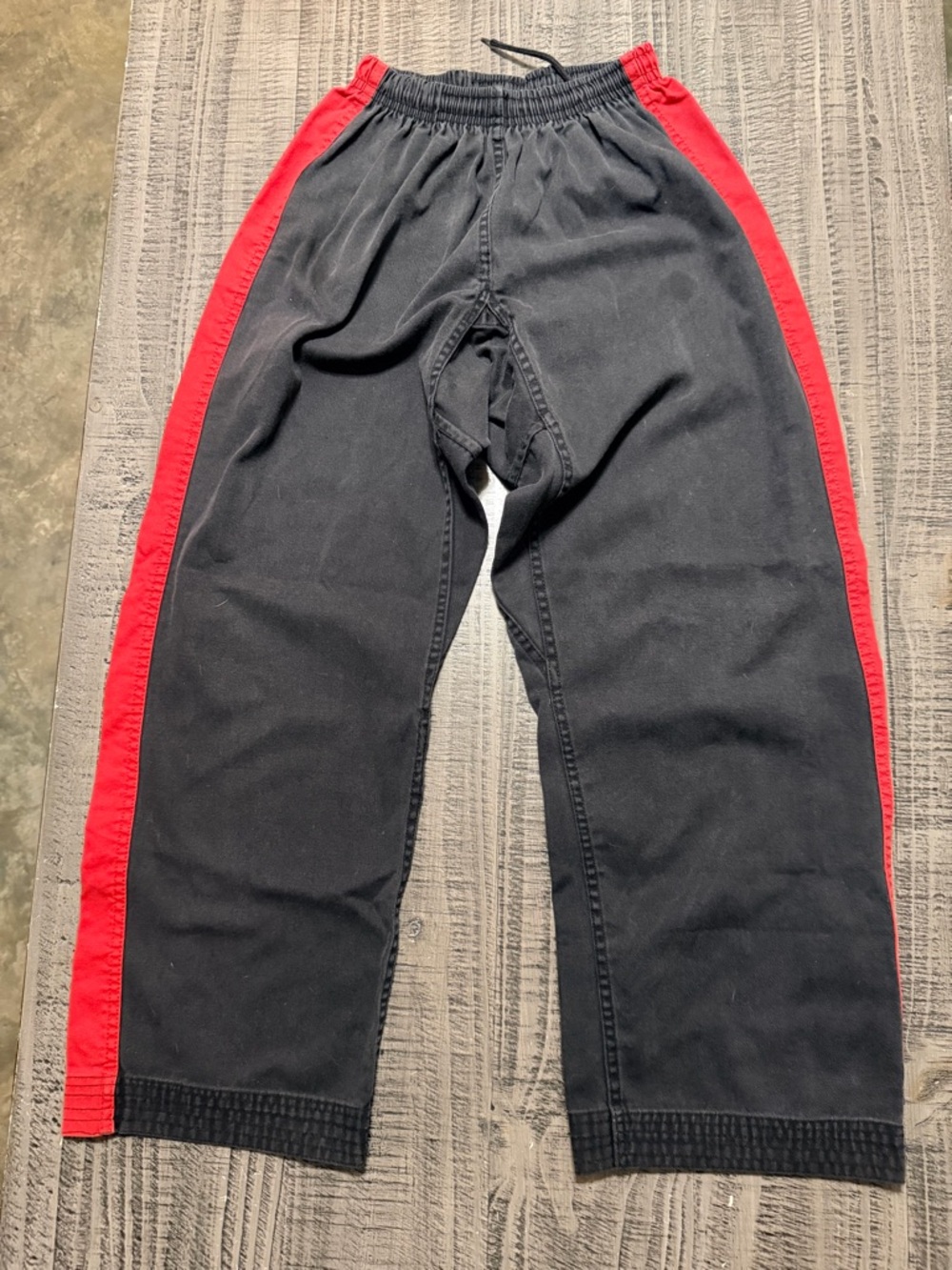 Black Karate Kickboxing Pants with Red Side Stripes